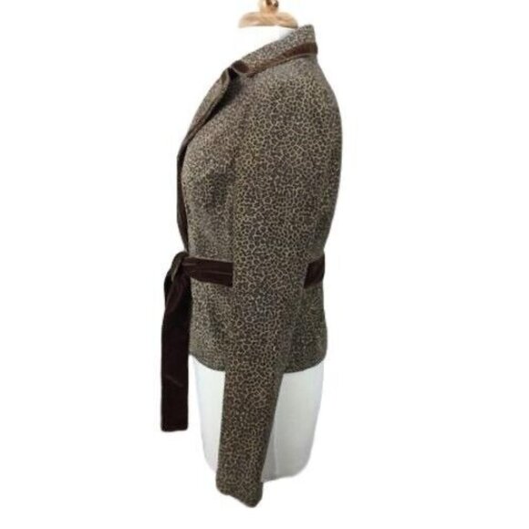 Vakko Suede Jacket Size M Women Animal Print Lined Smoking Brown Velvet - Picture 6 of 11